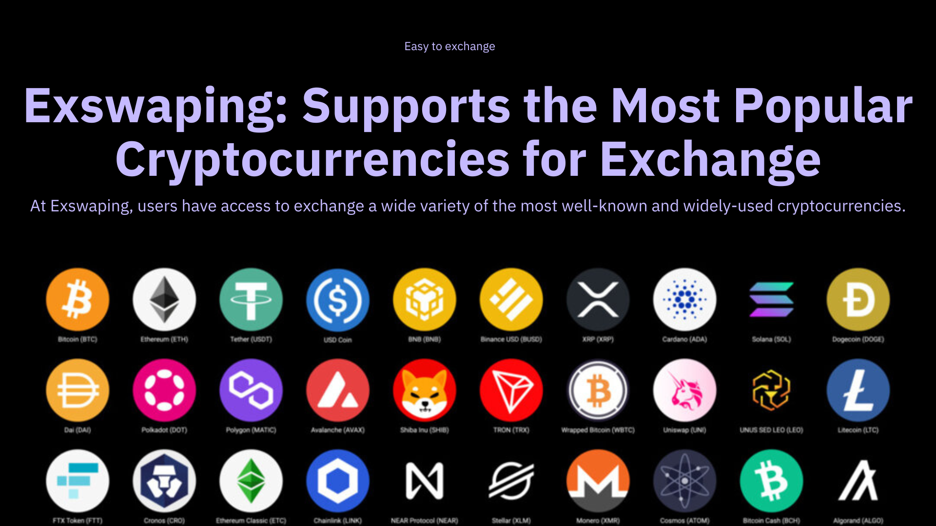 Exswaping: Принимает самые известные криптовалюты для обмена